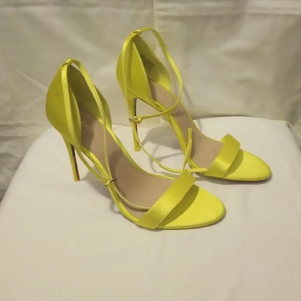 Aldo Neon Yellow Strappy Stiletto Heels